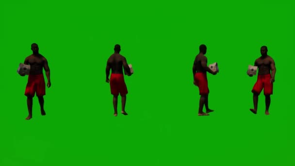 Black Lifeboat Green Screen Walking Shopping Talking Island Several Different — Stock Video