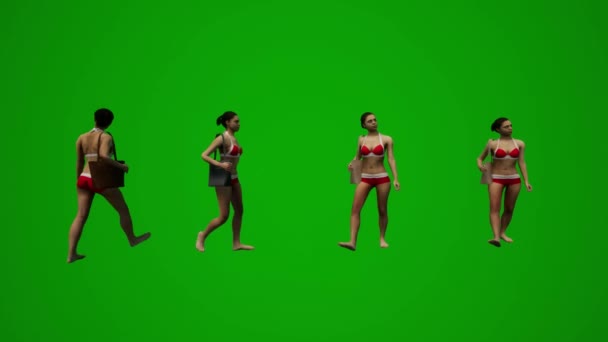 Κορίτσι Παιδί Πράσινο Chroma Οθόνη Κλειδί Καθιστούν Τους Ανθρώπους Animation — Αρχείο Βίντεο