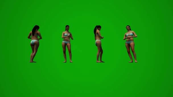 Záběr Krásná Americká Žena Zelená Obrazovka Pozadí Nakupování Přáteli Baví — Stock video