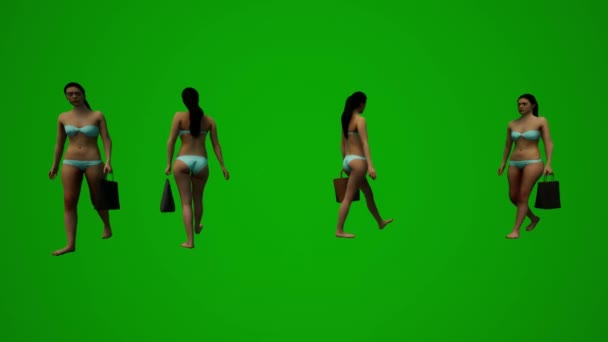 Shot Beautiful American Woman Green Screen Background Shopping Friends Having — Stock Video
