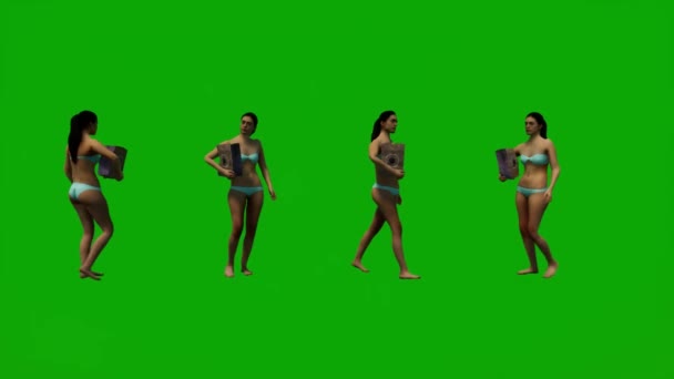 Záběr Krásná Americká Žena Zelená Obrazovka Pozadí Nakupování Přáteli Baví — Stock video