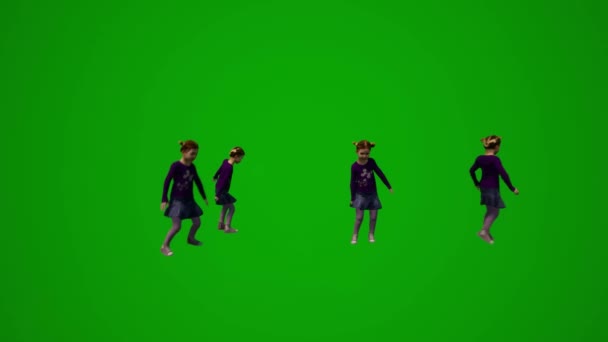 3D几个不同儿童的绿屏背景 从几个不同的角度来玩 说游戏城镇的色彩 — 图库视频影像