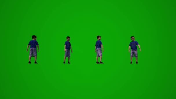 Кілька Різних Дітей Зелений Екран Фону Граючи Стрибаючи Розмовляючи Ігрове — стокове відео