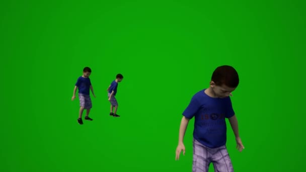Několik Různých Dětí Zelené Obrazovce Pozadí Hraní Skákání Mluvení Herní — Stock video