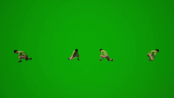 Several Different Little Kindergarten Boys Girls Green Screen Background Playing — Stock Video