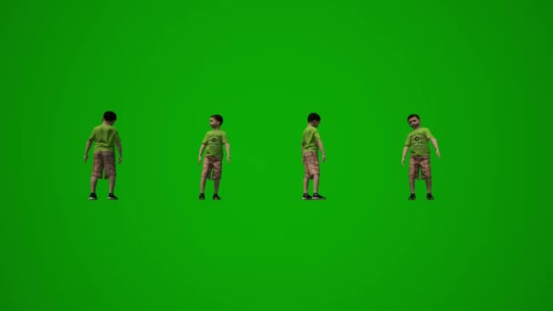 Несколько Различных Маленьких Детских Садов Мальчиков Девочек Зеленый Экран Фона — стоковое видео