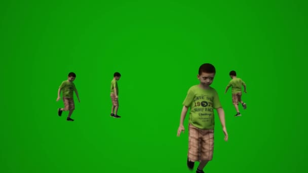 Кілька Різних Маленьких Дитячих Хлопчиків Дівчаток Зелений Екран Фону Грати — стокове відео