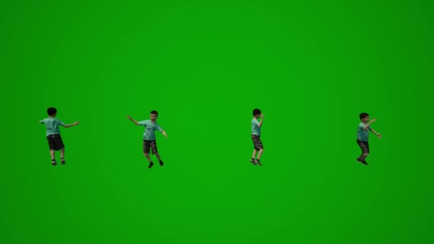 Diferite Jucăuș Băieți Mici Fete Ecran Verde Joc Cântând Vorbind — Videoclip de stoc