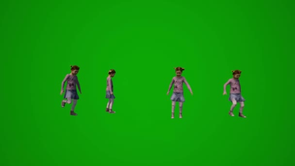 Различные Игривые Маленькие Мальчики Девочки Зеленый Экран Играть Петь Говорить — стоковое видео