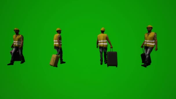Több Különböző Gyári Dolgozók Zöld Képernyő Háttér Beszél Séta Tánc — Stock videók