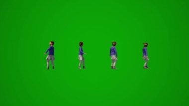 3D birkaç farklı Amerikalı kız öğrenci okul bahçesinde oynayıp arkadaşlarıyla konuşuyor ve birkaç farklı görüş yürütüyor.