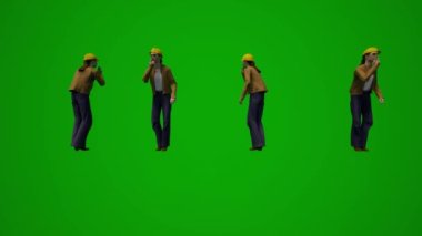 3D birden fazla bina yöneticisi yeşil ekran yürüyüşü ve çalışma ve alışveriş ve seyahat ve dans çok sayıda farklı görüş ve yüksek kalite kroma