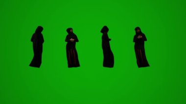 Üç boyutlu Müslüman Amerikalı ve Afrikalı kadınlar yeşil ekran Backgrou 'da