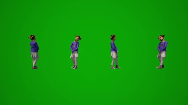 3D几个不同的美国女学生的绿屏背景在校园里玩耍 和她的朋友聊天 发表不同的观点 — 图库视频影像