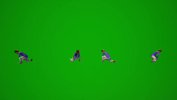 Several Different American Student Girls Green Screen Background Playing School — Stock Video