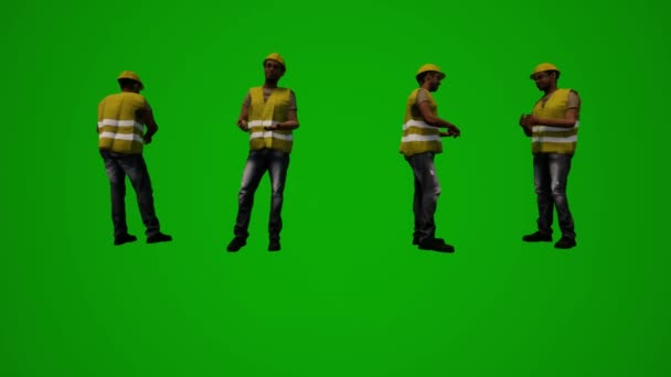 Plusieurs Ouvriers Usine Différents Fond Écran Vert Parler Marcher Danser — Video