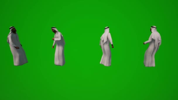 Boyutlu Arap Şeyhleri Farklı Arap Giysileri Yeşil Ekran — Stok video