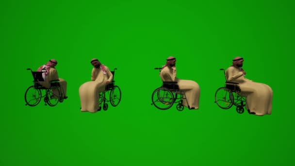 Boyutlu Arap Erkek Arap Kıyafetleri Farklı Yeşil Ekran Oturma Konuşma — Stok video