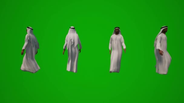 Grupo Diferentes Emiratos Árabes Árabes Musulmanes Hombres Pantalla Verde Fondo — Vídeo de stock