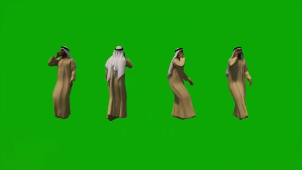 Grupo Diferentes Eau Árabes Muçulmanos Homens Verde Tela Fundo Compras — Vídeo de Stock