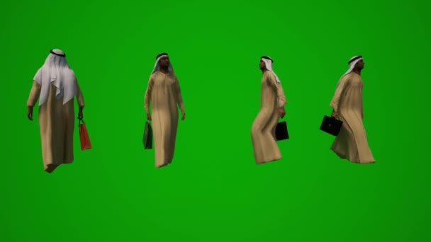 Verschillende Arabische Sjeiks Verschillende Arabische Kleding Groen Scherm Lopen Zitten — Stockvideo