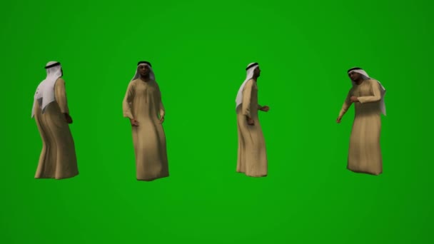 Boyutlu Grup Farklı Bae Arap Müslüman Erkekler Yeşil Ekran Arka — Stok video
