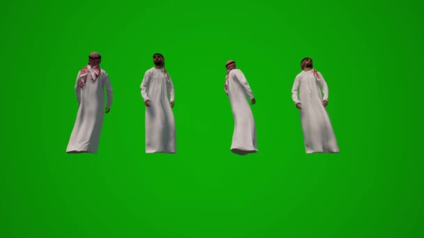 Několik Arabských Šejků Různé Arabské Oblečení Zelená Obrazovka Chůze Posezení — Stock video