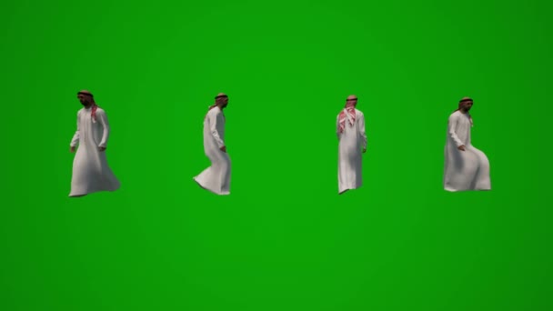 Boyutlu Birkaç Amerikalı Müslüman Yeşil Ekran Arka Planda Konuşuyor Yürüyor — Stok video