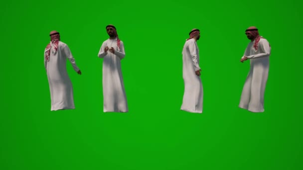 Mehrere Verschiedene Amerikanische Muslime Green Screen Hintergrund Reden Und Gehen — Stockvideo
