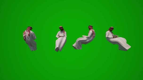 Boyutlu Birkaç Amerikalı Müslüman Yeşil Ekran Arka Planda Konuşuyor Yürüyor — Stok video