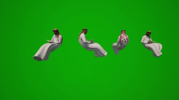 Kilku Różnych Amerykańskich Muzułmanów Zielony Ekran Tło Rozmowy Chodzenia Picia — Wideo stockowe