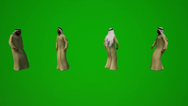 Grup Farklı Bae Arap Müslüman Erkekler Yeşil Ekran Arkaplan Konuşan — Stok video
