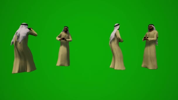 Grupa Różnych Zea Arabskich Muzułmanów Zielony Ekran Tło Zakupy Podróże — Wideo stockowe
