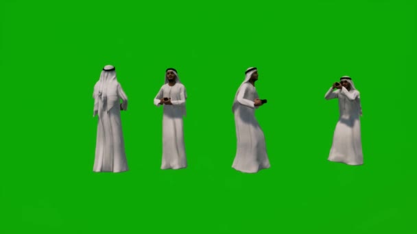Grupa Różnych Zea Arabskich Muzułmanów Zielony Ekran Tło Zakupy Podróże — Wideo stockowe