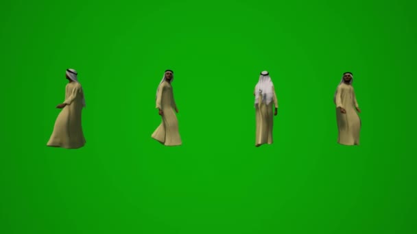 Grup Diferite Emiratele Arabe Unite Musulmani Bărbați Fundal Ecran Verde — Videoclip de stoc