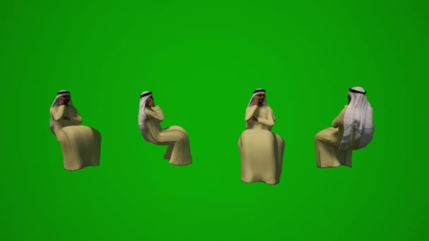 Grup Farklı Bae Arap Müslüman Erkekler Yeşil Ekran Arka Planda — Stok video