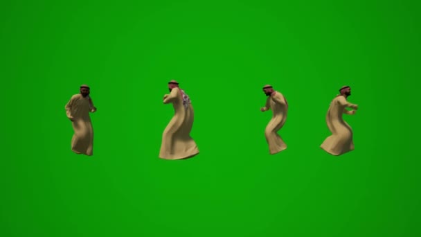 Grup Farklı Bae Arap Müslüman Erkekler Yeşil Ekran Arkaplan Konuşan — Stok video