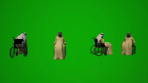 Ομάδα Διαφορετικές Ηαε Και Άραβες Μουσουλμάνοι Άνδρες Πράσινο Φόντο Οθόνη — Αρχείο Βίντεο