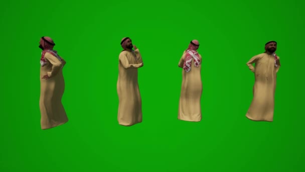 Csoport Különböző Eae Arab Muszlim Férfiak Zöld Képernyő Háttér Vásárlás — Stock videók