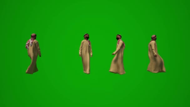 Kilka Arabskich Szejków Różne Arabskie Ubrania Zielony Ekran Chodzenia Siedzenia — Wideo stockowe