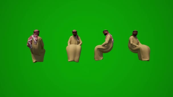 Vários Homens Árabes Roupas Árabes Tela Verde Diferente Sentado Falando — Vídeo de Stock