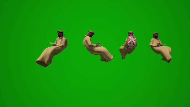Několik Arabských Mužů Arabské Oblečení Různé Zelené Obrazovky Posezení Mluvení — Stock video