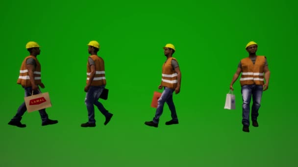 Black Workers Green Screen Taking New Year Gifts Four Different — Stock video