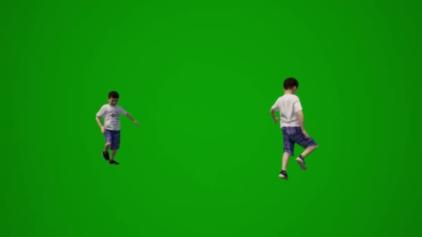 公園の3Dを再生する2人のアメリカの男の子の緑の画面 — ストック動画