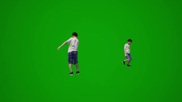 两名欧洲男孩独自在家玩3D绿屏 — 图库视频影像