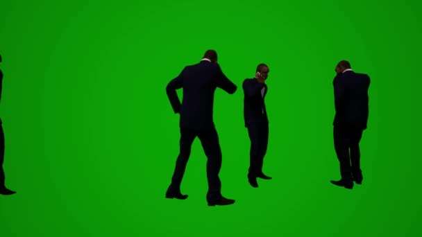 Negro Hombre Negocios Verde Pantalla Caminar Móvil Hablando Sentado Hablando — Vídeo de stock