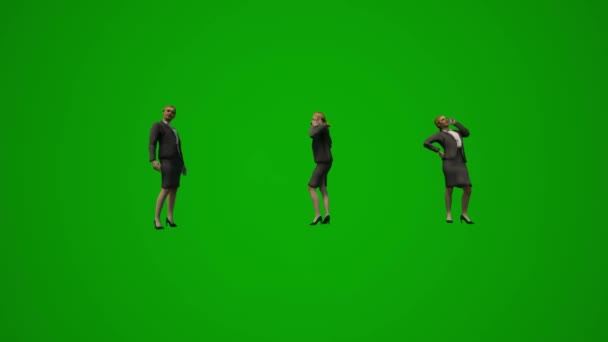 Zielony Ekran Animacja Kilka Kobiet Europejskich Menedżerów Pracujących Telefon Rozmowy — Wideo stockowe