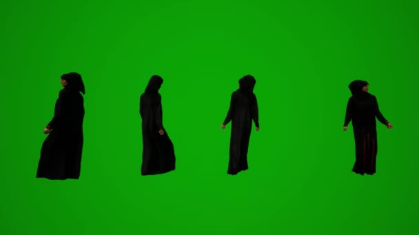 Arabe Femme Adulte Vert Écran Mère Marcher Parler Idée Mobile — Video