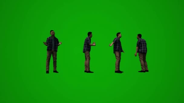 3D各种泰国和日本男性的绿色屏幕背景舞蹈和在移动派对上的乐趣 — 图库视频影像