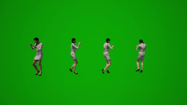 Женщина Девушка Зеленый Экран Ходить Танцы Говорить Сайт Магазин Мобильная — стоковое видео